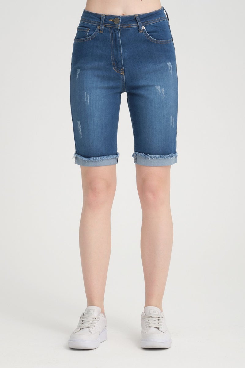 Era Lisa Double Leg High Waist Full Lycra Denim Shorts - Image 1