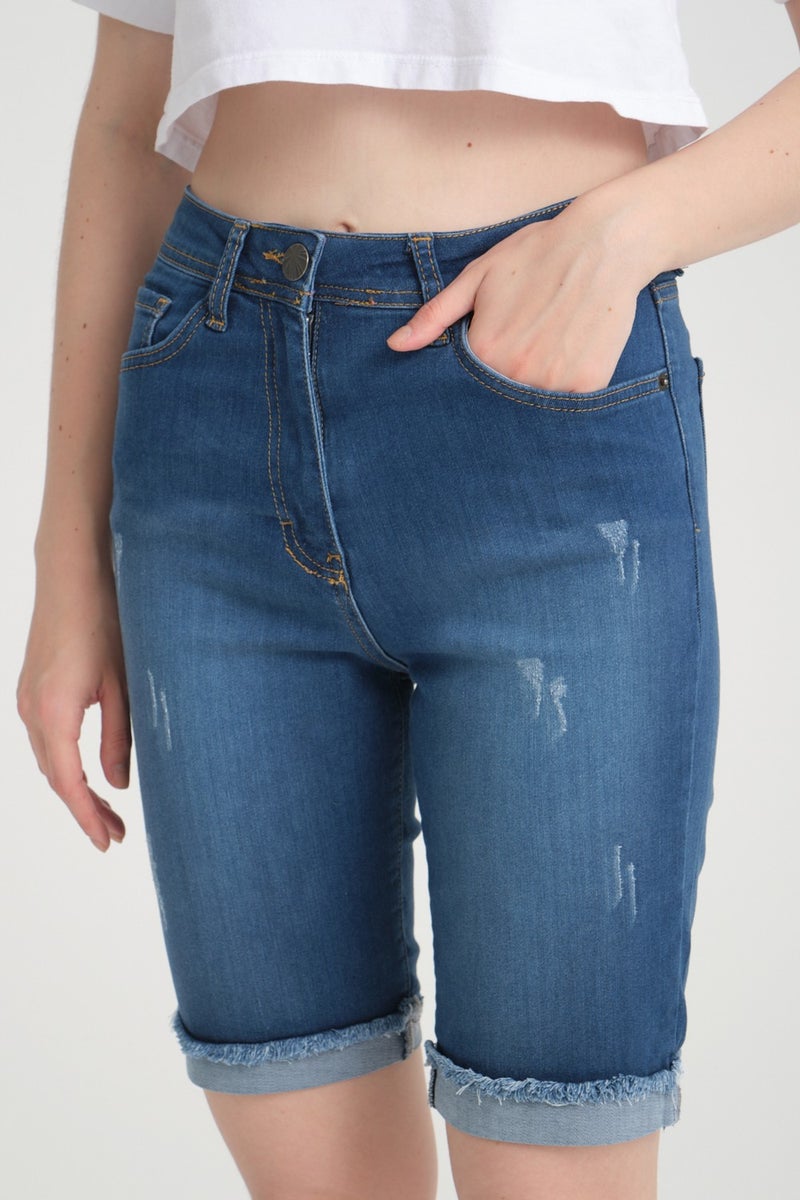 Era Lisa Double Leg High Waist Full Lycra Denim Shorts - Image 4