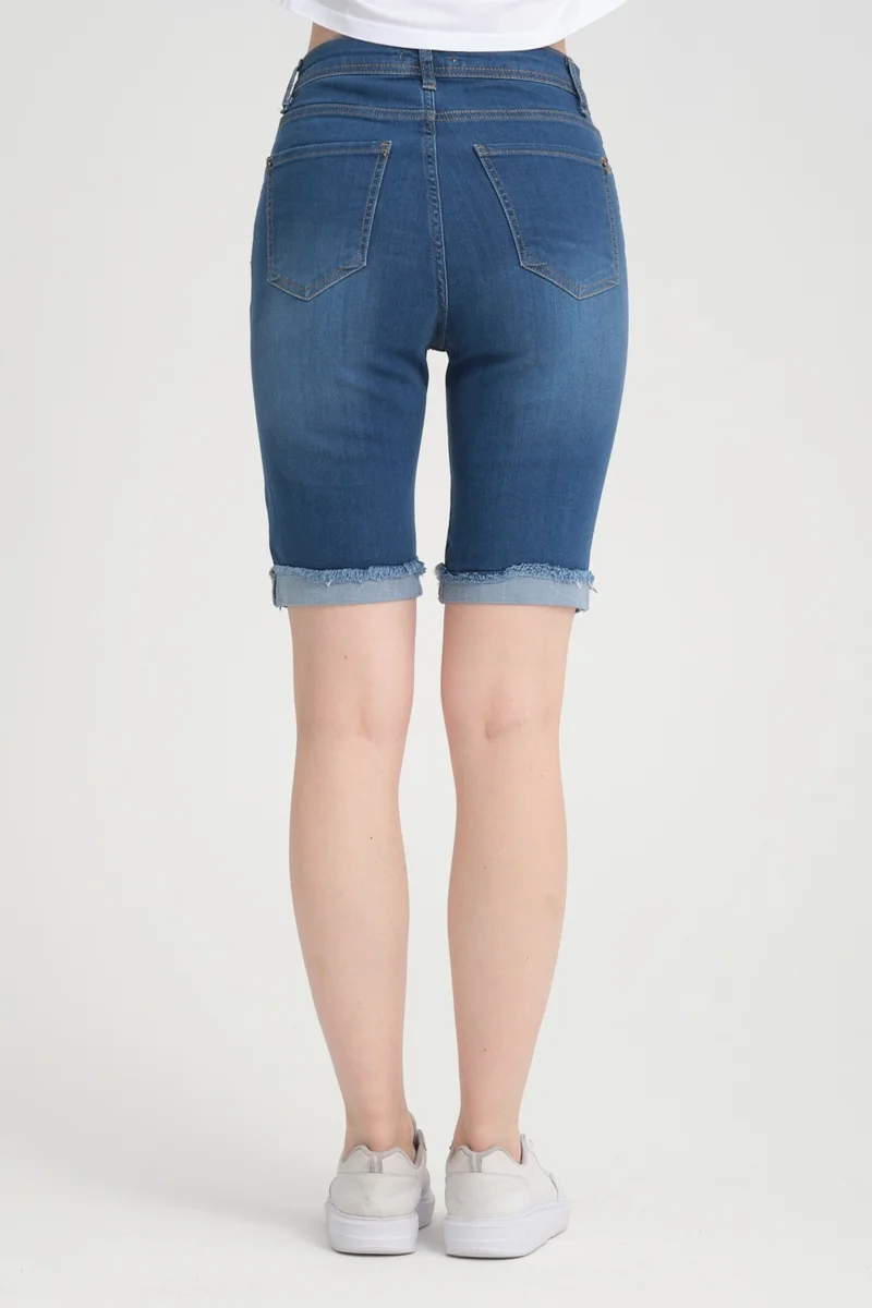 ايرا ليزا Double Leg High Waist Full Lycra Denim Shorts