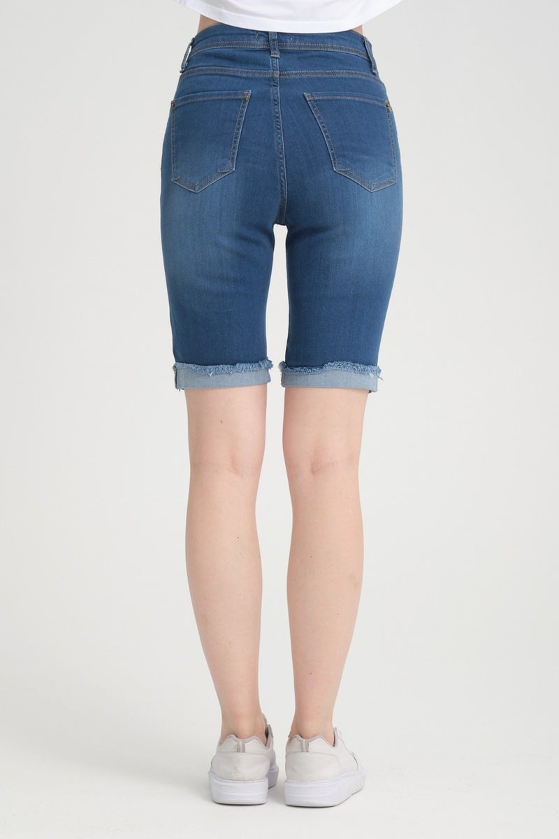 Era Lisa Double Leg High Waist Full Lycra Denim Shorts - Image 5