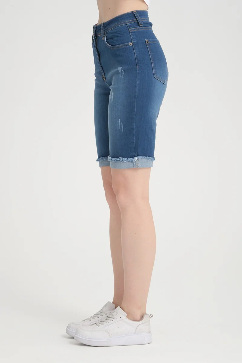 ايرا ليزا Double Leg High Waist Full Lycra Denim Shorts