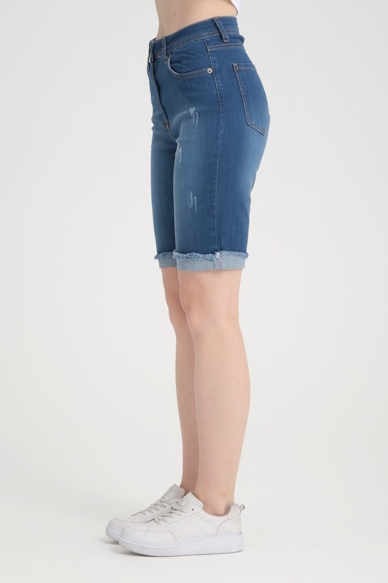 Era Lisa Double Leg High Waist Full Lycra Denim Shorts - Image 3