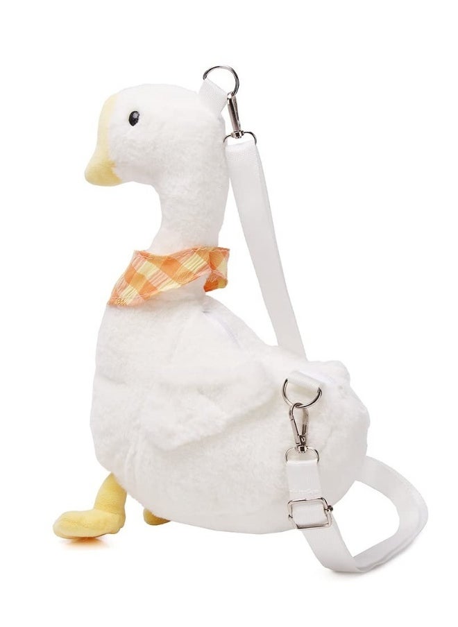 Generic Plush Duck Crossbody Bag, Kawaii Animals Coin Purse, Soft Plush Shoulder Bag, Cartoon Crossbody Bag for Girls Women (White)  - Image 2