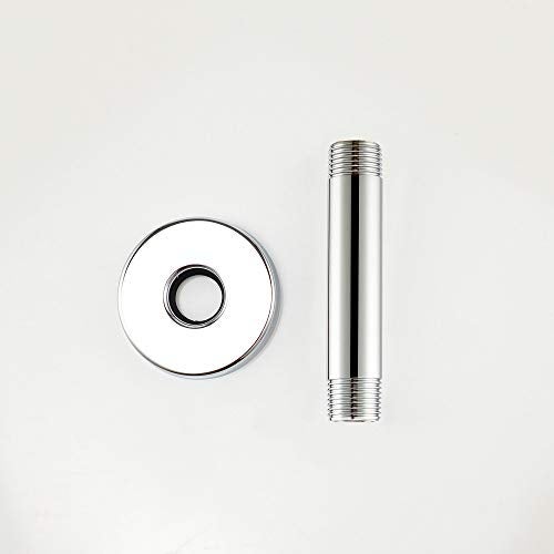 Purelux Ceiling Mount Shower Arm 4 Inches Made of Stainless Steel for Rainfall Showerhead, Chrome Finish with Gasket Flange - Image 4