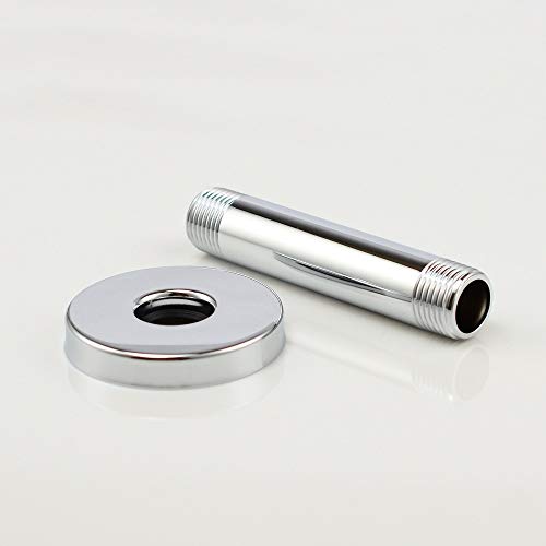 Purelux Ceiling Mount Shower Arm 4 Inches Made of Stainless Steel for Rainfall Showerhead, Chrome Finish with Gasket Flange - Image 5