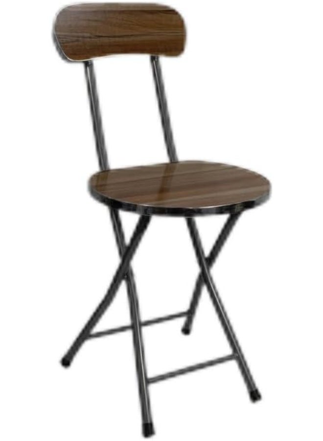 DAY TO DAY Easy Folding Chair Wooden Seat With Back Support And Metal Frame 30X25X70CM Brown