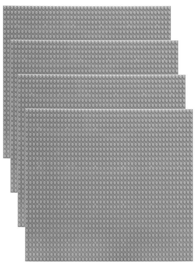 ZENFUN 4 Pack Baseplates Building Plates for Building Bricks, 10'' x 15''/25.5x38 CM, Classic Build Baseplates Compatible with Major Brick Brands, Grey - Image 1