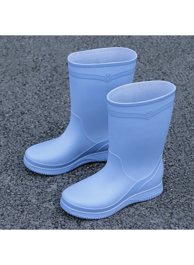 White Rain Boots For Women, Fashionable Thick-soled Kitchen Plus Removable Cotton Rubber Shoes, Trendy Rain Boots For Women, Mid-tube Waterproof Shoes