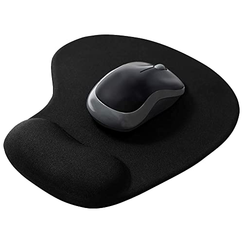 Sounce Mouse Pad, Ergonomic Mouse Pad with Comfortable Gel Wrist Rest Support and Lycra Cloth, Non-Slip PU Base for Easy Typing Pain Relief, Durable and Washable, Classic (Black) - Image 1