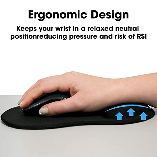 Sounce Mouse Pad, Ergonomic Mouse Pad with Comfortable Gel Wrist Rest Support and Lycra Cloth, Non-Slip PU Base for Easy Typing Pain Relief, Durable and Washable, Classic (Black) - Image 3
