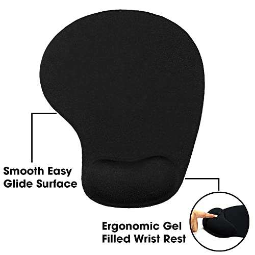 Sounce Mouse Pad, Ergonomic Mouse Pad with Comfortable Gel Wrist Rest Support and Lycra Cloth, Non-Slip PU Base for Easy Typing Pain Relief, Durable and Washable, Classic (Black) - Image 4