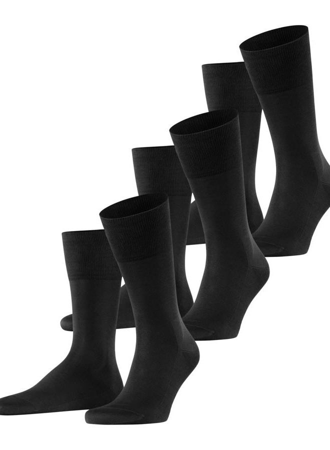 FALKE جوارب تياغو للرجال - عبوة 3 قطع - قابلة للتنفس - مستدامة - قطن عضوي - رفيعة - بسيطة - ممتازة - أنيقة - خياطة مسطحة في منطقة الأصابع - تناسب الملابس الرسمية والكاجوال والأعمال - عبوة متعددة 3 أزواج، أسود 3000 - Image 1