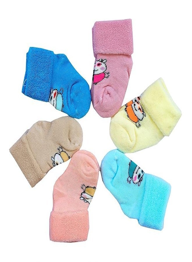 CUTEABLY warm winter Socks for new born baby (IN, Age, 0 Months, 6 Months, 4, Multicolour) - Image 1