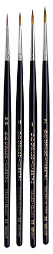 da Vinci Brushes Watercolor Set 5538a2 - Maestro Kolinsky Red Sable 4 Brush Set - Long Tapered Rounds - Series 35 Sizes 2/0, 0, 1 & 2, 1 count, Black - Image 4