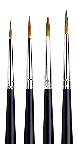 da Vinci Brushes Watercolor Set 5538a2 - Maestro Kolinsky Red Sable 4 Brush Set - Long Tapered Rounds - Series 35 Sizes 2/0, 0, 1 & 2, 1 count, Black - Image 2