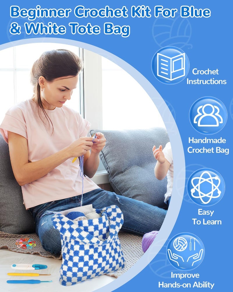 Coopay Coopay Beginner Crochet Bag Kit with Instructions  Enough Yarn Easy Starter Kit to Learn Crochet  Make Tote Bag - Image 3