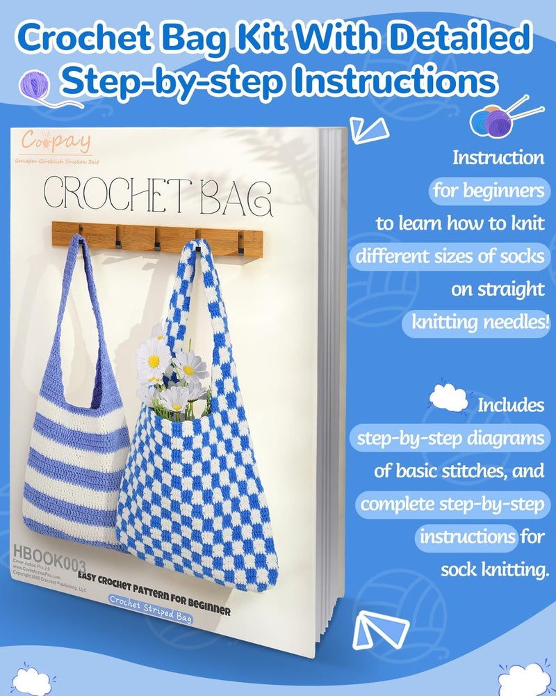 Coopay Coopay Beginner Crochet Bag Kit with Instructions  Enough Yarn Easy Starter Kit to Learn Crochet  Make Tote Bag - Image 4