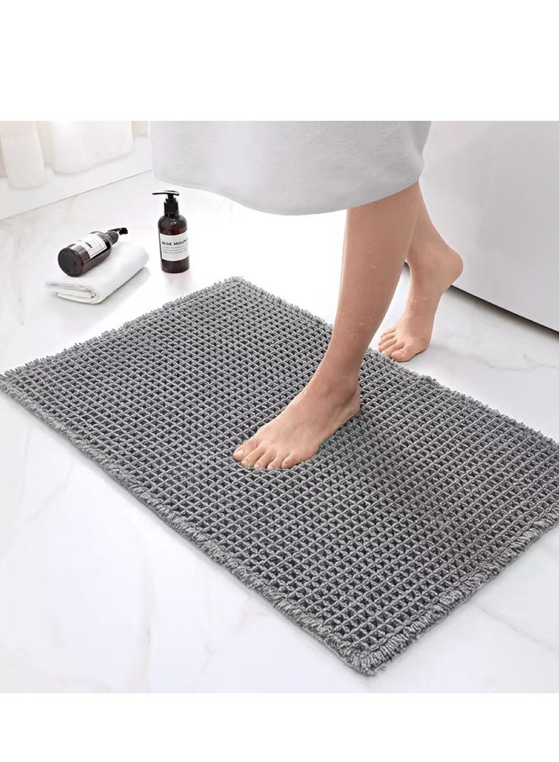 Kutis 1-Piece Bathroom Mats Absorbent Bath Mat Bath Rugs Polyester Grey 65x45 Centimeter - Image 1