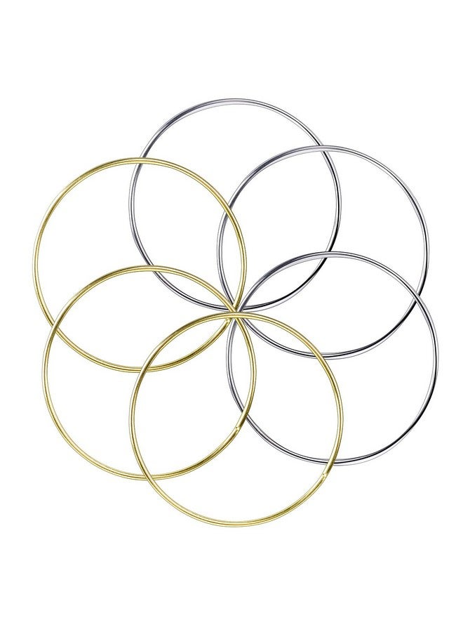 BronaGrand 6Pcs 4 Inch Metal Hoops Metal Rings For Dream Catcher And Crafts(Gold And Silver)  - Image 1