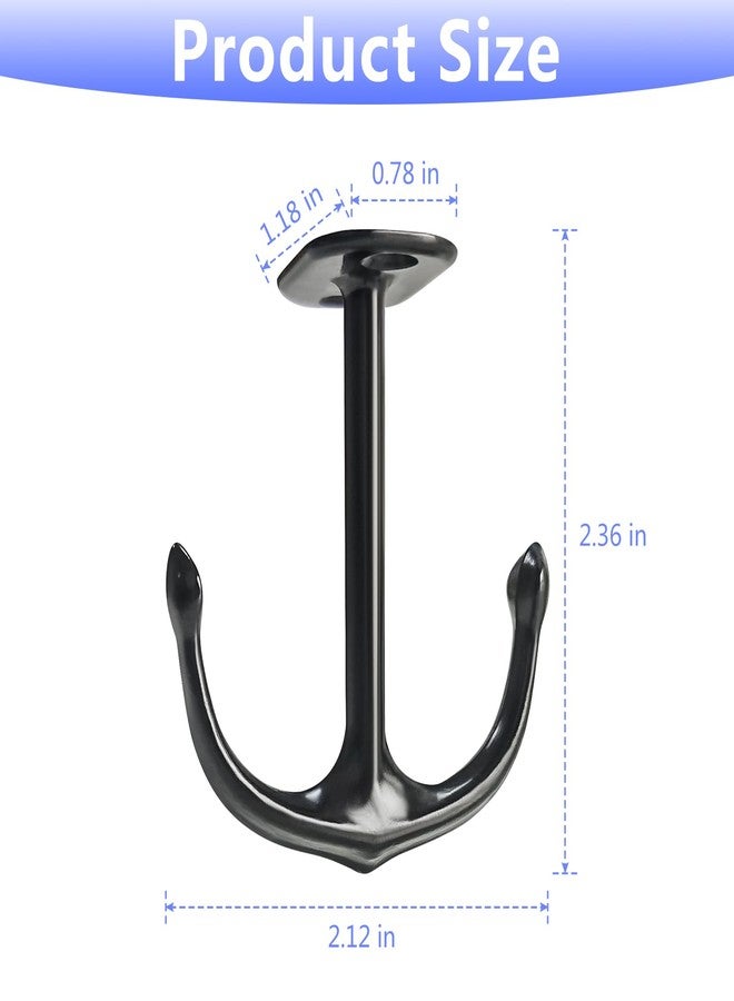 DEEKOUDT Anchor Two Prong Ceiling Hook for Closet Top Bathroom Kitchen Cabinet Garage Pack of 8 (Black) - Image 2