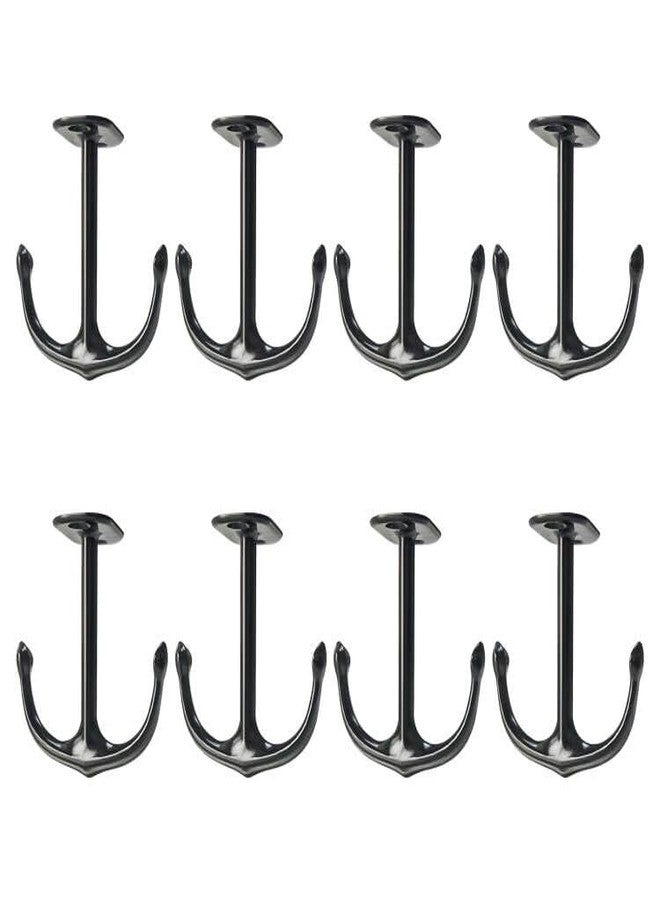 DEEKOUDT Anchor Two Prong Ceiling Hook for Closet Top Bathroom Kitchen Cabinet Garage Pack of 8 (Black) - Image 1