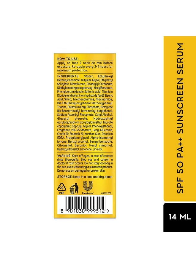Pond's Serum Boost Sunscreen For All Skin Types Serum Prevent And Fade Dark Patches With The Power Of Spf 50 And Niacinamide-C Serum 14Ml, Pack Of 1  - Image 2