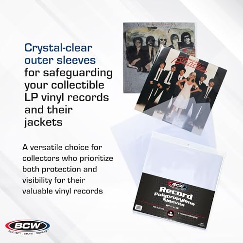 BCW 33 RPM Record Sleeves - 100 ct | Polypropylene Vinyl Record Outer Sleeves | 2 mil Thickness | Vinyl Record Album Protectors - Image 2