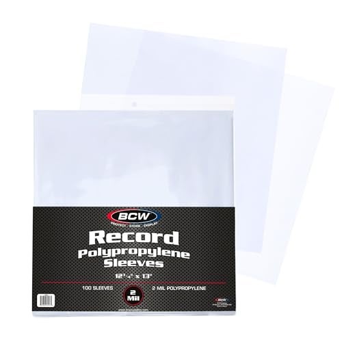 BCW 33 RPM Record Sleeves - 100 ct | Polypropylene Vinyl Record Outer Sleeves | 2 mil Thickness | Vinyl Record Album Protectors - Image 1