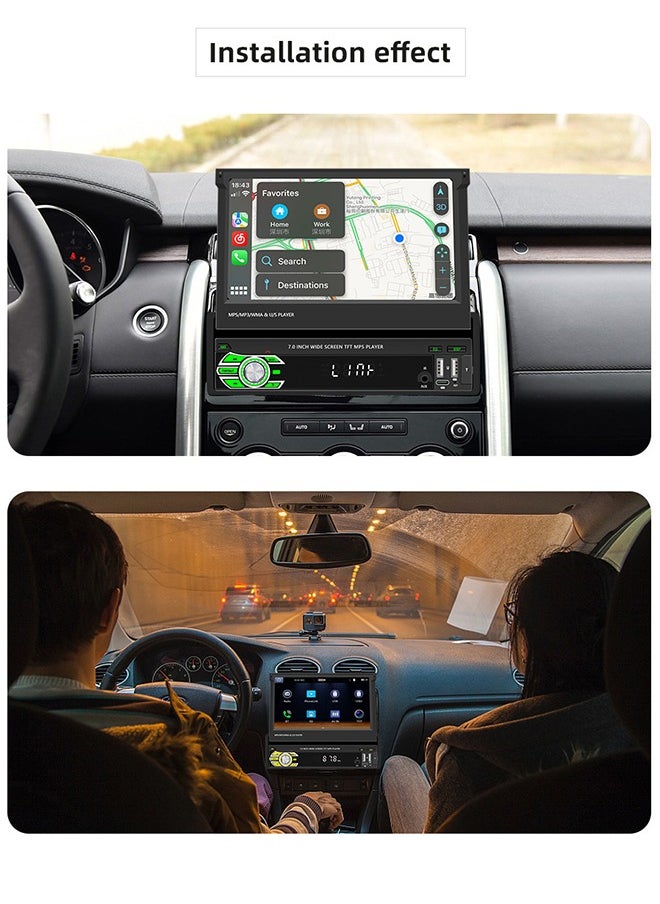 XUTIANZE - 7-Inch Retractable Smart Car Screen – Wireless CarPlay & Android Auto | 12LED Reversing Camera | HD Touch Display | Bluetooth Hands-Free Calls | FM/AM Radio | Multimedia Playback | Supports 14 Languages (Including Arabic) - Image 1