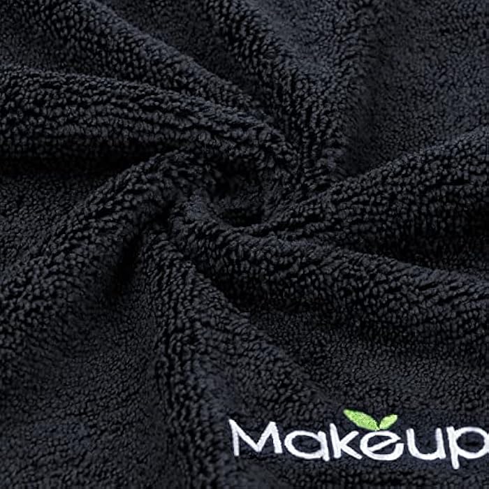 Orighty Makeup Remover Wash Cloths - Super Soft & Quick Dry Microfiber Face Towel, Absorbent Washcloths for Cleansing, Fingertip Face Towels for Makeup Removal, 13 x 13 inch, Pack of 12, Black - Image 2
