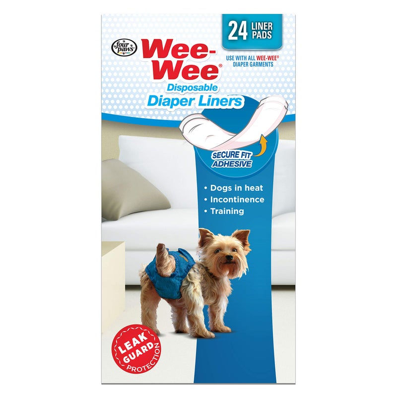 Four Paws Wee-Wee Super Absorbent Disposable Dog Potty Training Liner Pads for Reuseable Diapers, Leak-Proof Protection for Puppies and Dogs, 24 Count - Image 4