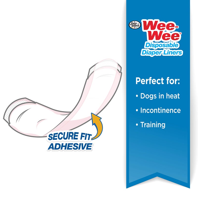 Four Paws Wee-Wee Super Absorbent Disposable Dog Potty Training Liner Pads for Reuseable Diapers, Leak-Proof Protection for Puppies and Dogs, 24 Count - Image 2