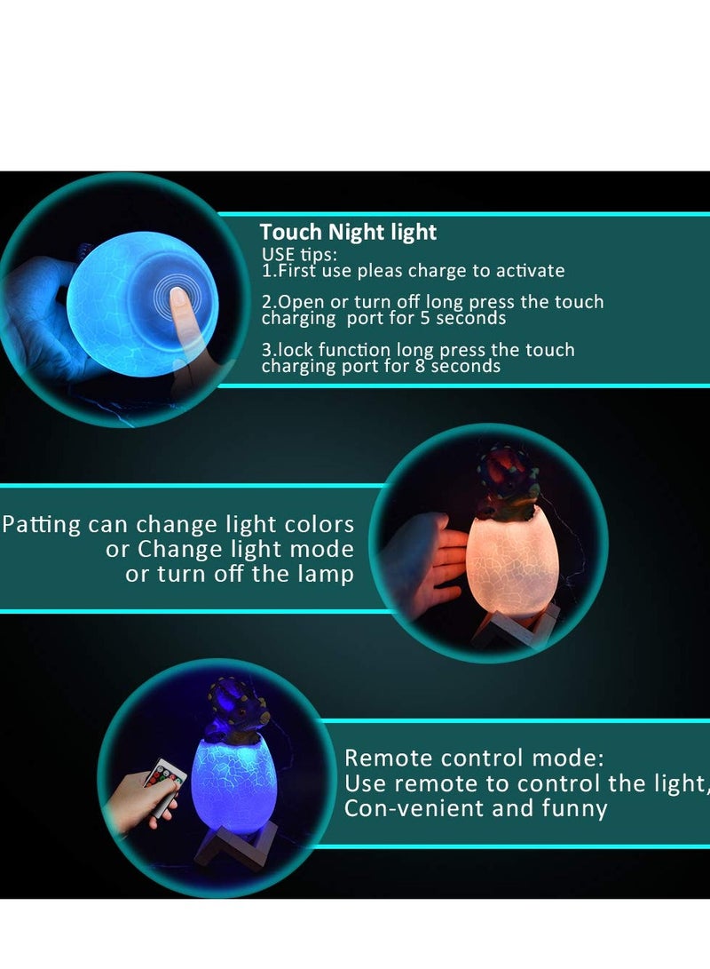 3D Dinosaur Night Light for Kids with Remote Control 16 Color Options Perfect for Birthdays and Festivals Gifts for Boys and Girls - Image 2