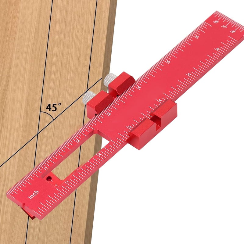 6 بوصة مسطرة قياس خشب من سبائك الألومنيوم متعددة الوظائف أداة قياس وعلامات - Image 5