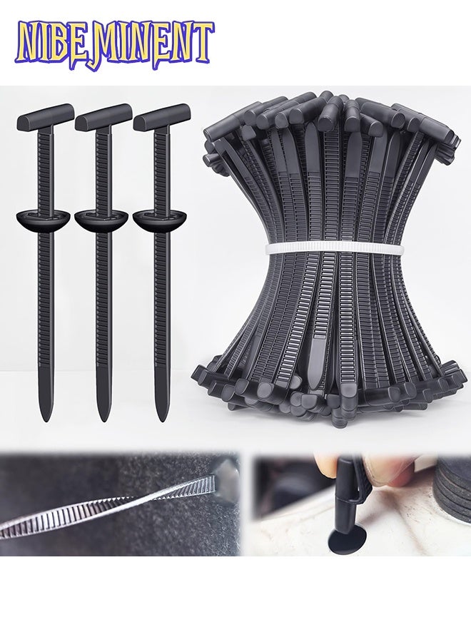 NIBEMINENT Upgraded Nylon Universal Cable Tie Buckles, Nylon Zip Ties Holders Kit[100+100Pcs Pin & Button], Automotive Zipper Clips Self-Locking T Rivet Zipties for Car Fender Trunk Bumper Repair, Home & Garage - Image 1