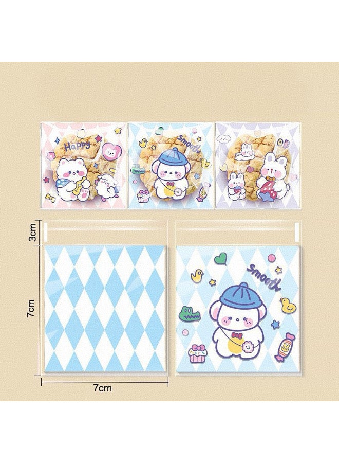 100 قطعة 7*7 سم أكياس كعك لطيفة ذاتية اللصق، أكياس بلاستيكية شفافة قابلة للإغلاق لأكياس الحلوى لتغليف الحلوى والكعك والمخبوزات وهدايا الحفلات، أكياس صغيرة للكعك والحلوى والمجوهرات. - Image 2