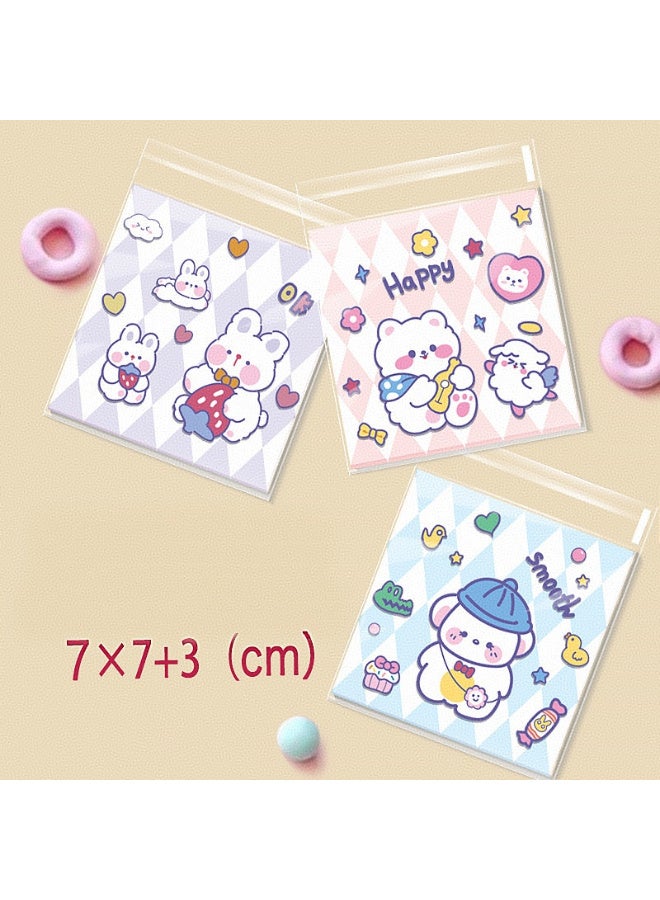 100 قطعة 7*7 سم أكياس كعك لطيفة ذاتية اللصق، أكياس بلاستيكية شفافة قابلة للإغلاق لأكياس الحلوى لتغليف الحلوى والكعك والمخبوزات وهدايا الحفلات، أكياس صغيرة للكعك والحلوى والمجوهرات. - Image 4