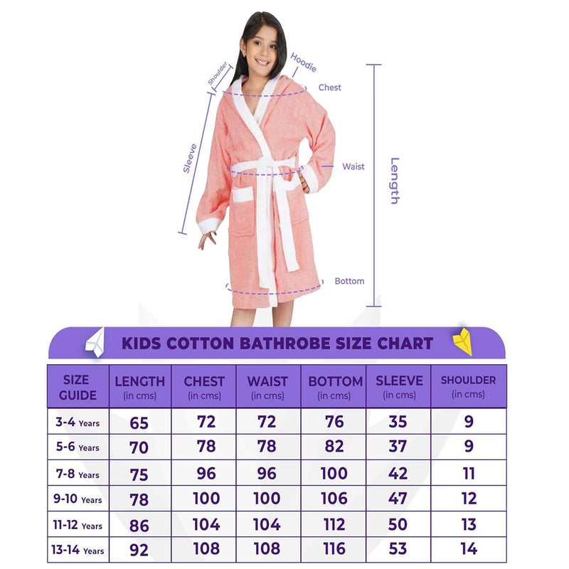 Rangoli Noble 100% Cotton Terry Kids Bathrobe - Ultra Soft Plush Hooded Bathrobe for Girls, Grey - Image 4