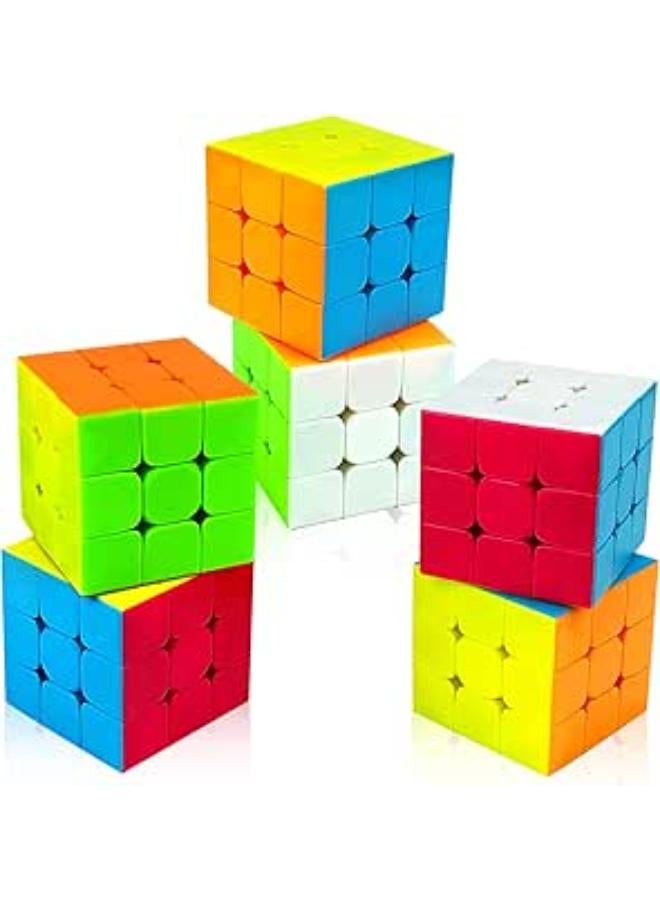 6 Pack Speed Cubes Set, Stickerless 3D Magic Cube Bulk 3x3x3 Puzzle Cubes for Kids Adults, Smooth Turning 3x3 Magic Cubes Puzzles Toys for Kids Brain Teasers Game Easter Gift Party Favors (QY 55mm)