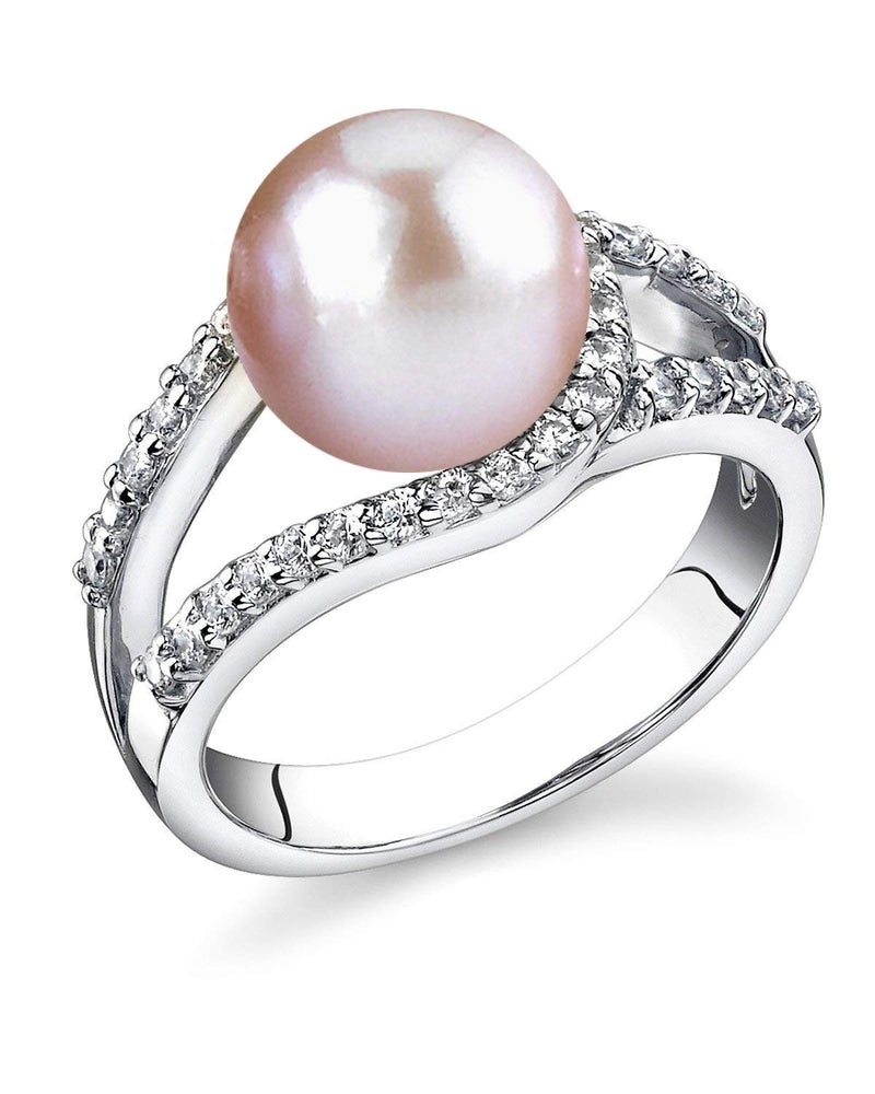 The Pearl Source 9.0-9.5mm 14K Gold Plated Sterling Silver Pink Freshwater Cultured Pearl Tessa Ring for Women - Image 1