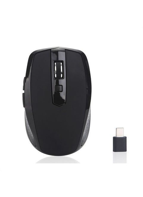 6-Keys Type-C/USB-C Laptop Office Game Silent Wireless Mouse(Black)