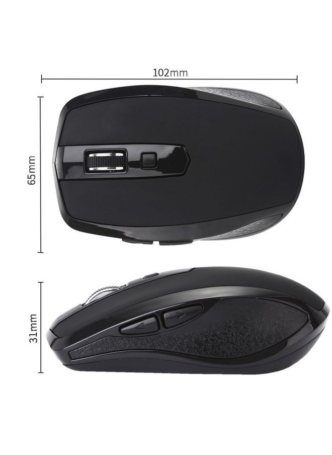 6-Keys Type-C/USB-C Laptop Office Game Silent Wireless Mouse(Black)