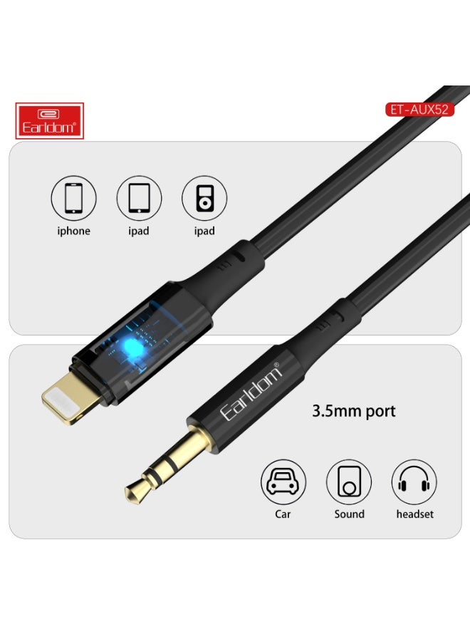 Earldom cable ET-AUX52 3.5mm to Lightning 1.0m  Black - Image 3