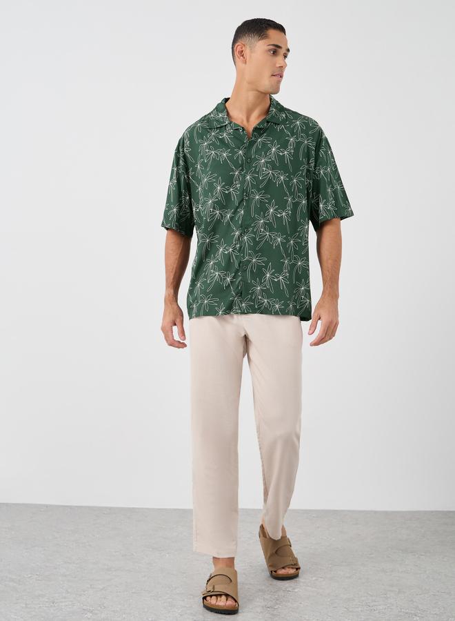 Styli All Over Print Resort Collar Oversized Shirt with Half Sleeve - Image 2