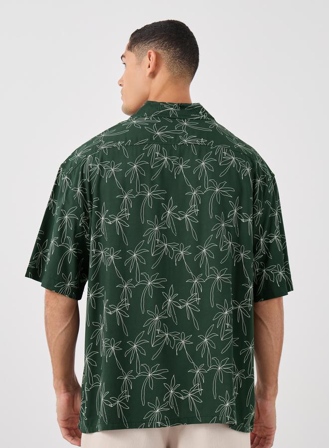 Styli All Over Print Resort Collar Oversized Shirt with Half Sleeve - Image 4