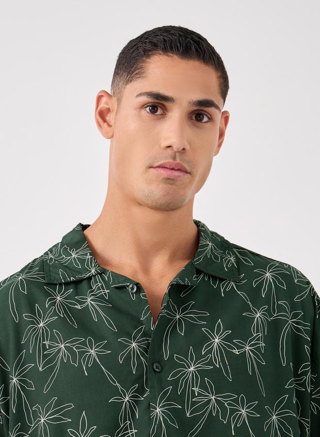 Styli All Over Print Resort Collar Oversized Shirt with Half Sleeve - Image 3