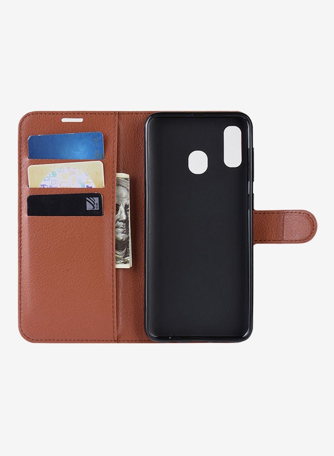 NIBEMINENT Protective Wallet Cards Case Cover For Samsung Galaxy A20 / A30 Brown  - Image 4
