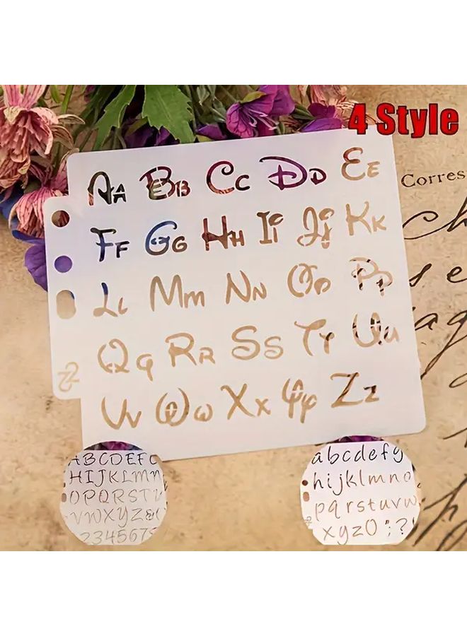 1 4 Sheet Alphabet Stencils for Crafting DIY Lettering Templates Painting and Stamping Style C - Image 1