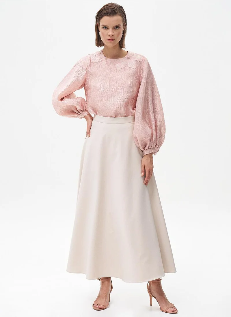 Kayra Basic Flared Skirt Stone