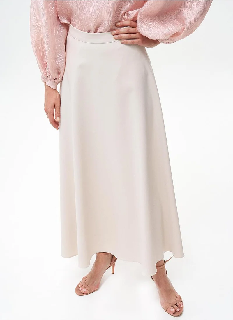 Kayra Basic Flared Skirt Stone